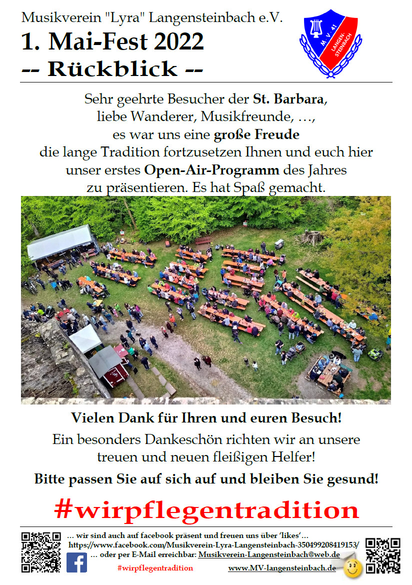 Rückblick zum 1. Mai Fest des MV "Lyra" Langensteinbach