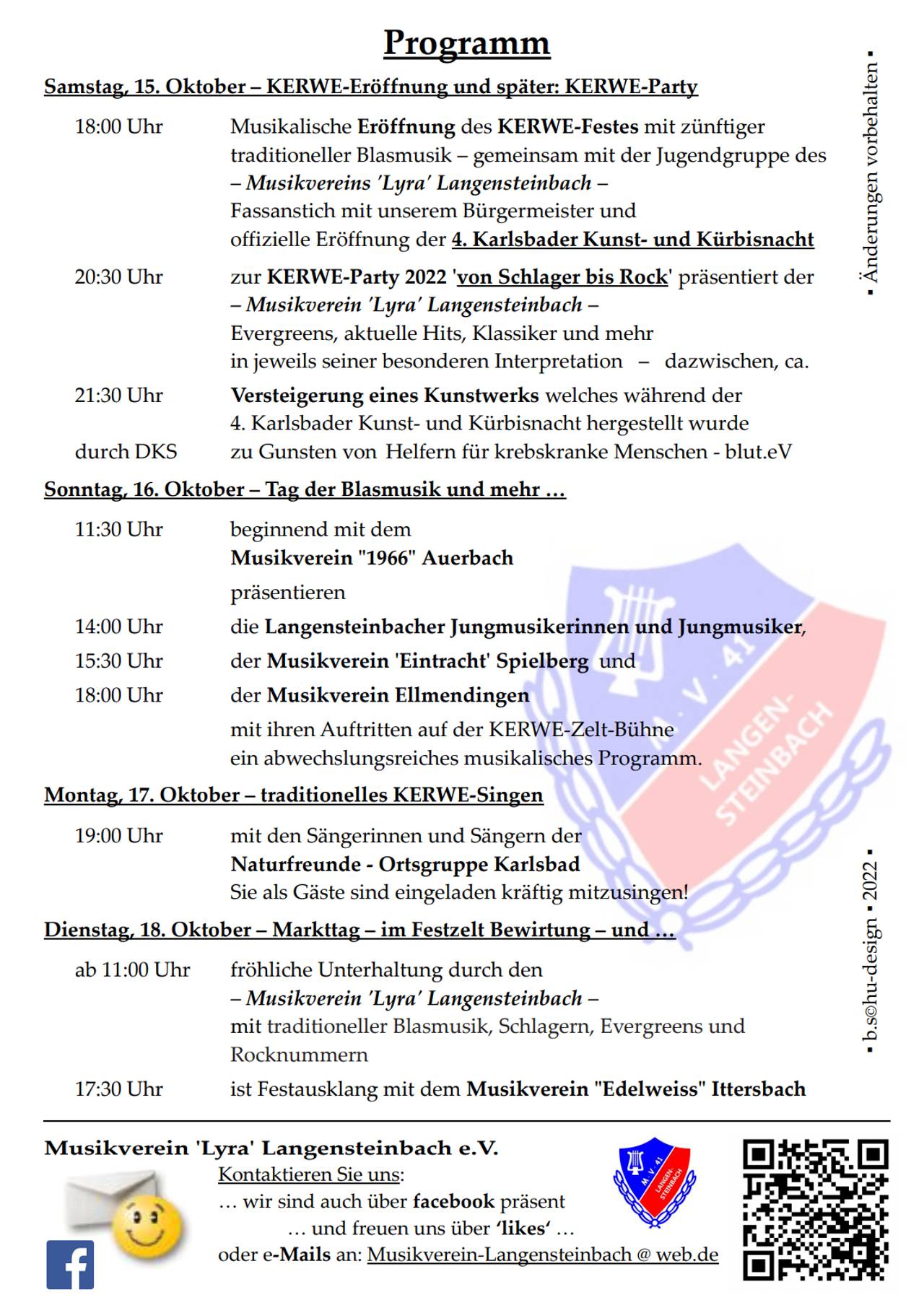 Kerwe Fest 2022 - Programm - MV Langensteinbach